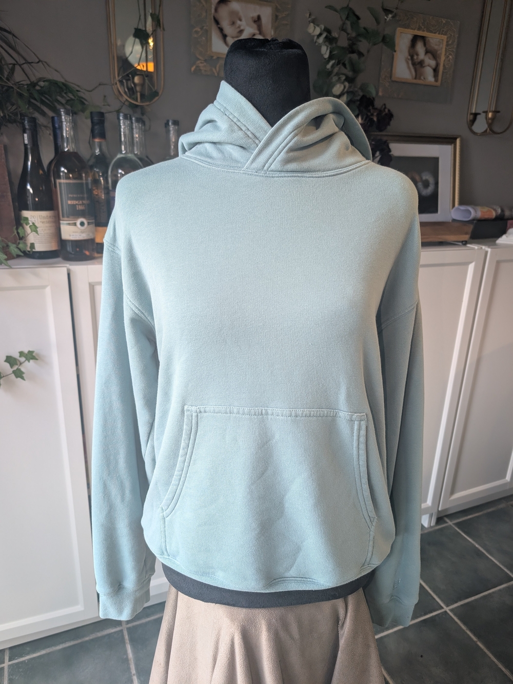 TNA Light Sage Green Crossover Hooded Sweater